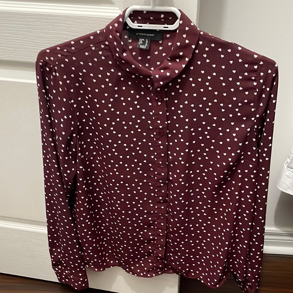 Burgundy shirt/blouse with hearts - Picture 1 of 3